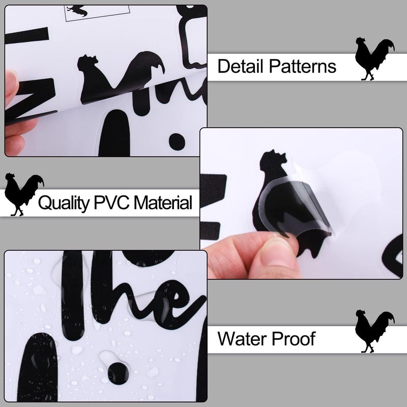 LiveGallery 3 Pieces Set Wow Nice Rooster Toilet Sticker Black Praise Thumb Toilet Lid Decals DIY Removable Funny Reminder Toilet Seat Stickers for Toilet Cistern Bathroom WC Restroom Door - Image 3